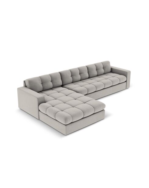 Yohan linkes Ecksofa aus Strukturstoff 4 Sitze hellgrau - 236x160x72 cm