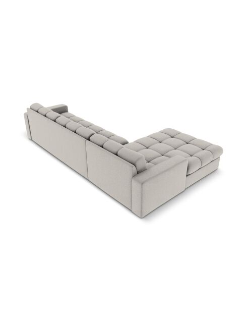 Yohan linkes Ecksofa aus Strukturstoff 4 Sitze hellgrau - 236x160x72 cm