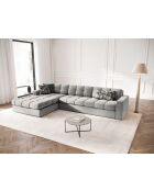 Yohan linkes Ecksofa aus Strukturstoff 4 Sitze hellgrau - 236x160x72 cm