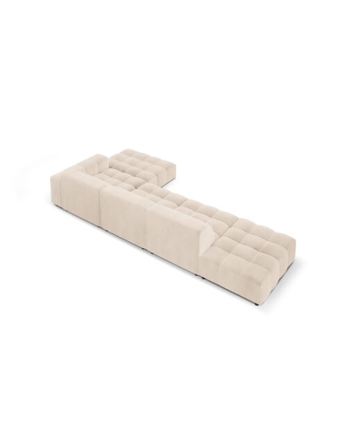 Ecksofa Luc, rechtes, aus Strukturstoff, 5 Sitze, sandfarben, 342x163x77 cm