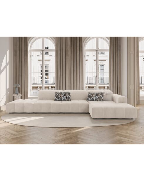 Ecksofa Luc, rechtes, aus Strukturstoff, 5 Sitze, sandfarben, 342x163x77 cm