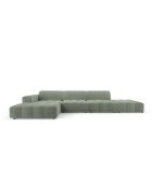 Ecksofa Luc, links, aus Strukturstoff, 5 Sitze, dunkelolivgrün, 342 x 163 x 77 cm