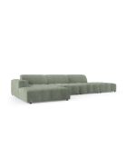 Ecksofa Luc, links, aus Strukturstoff, 5 Sitze, dunkelolivgrün, 342 x 163 x 77 cm