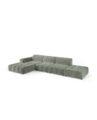 Ecksofa Luc, links, aus Strukturstoff, 5 Sitze, dunkelolivgrün, 342 x 163 x 77 cm