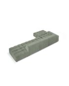 Ecksofa Luc, links, aus Strukturstoff, 5 Sitze, dunkelolivgrün, 342 x 163 x 77 cm