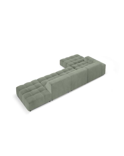 Ecksofa Luc, links, aus Strukturstoff, 5 Sitze, dunkelolivgrün, 342 x 163 x 77 cm