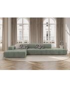 Ecksofa Luc, links, aus Strukturstoff, 5 Sitze, dunkelolivgrün, 342 x 163 x 77 cm