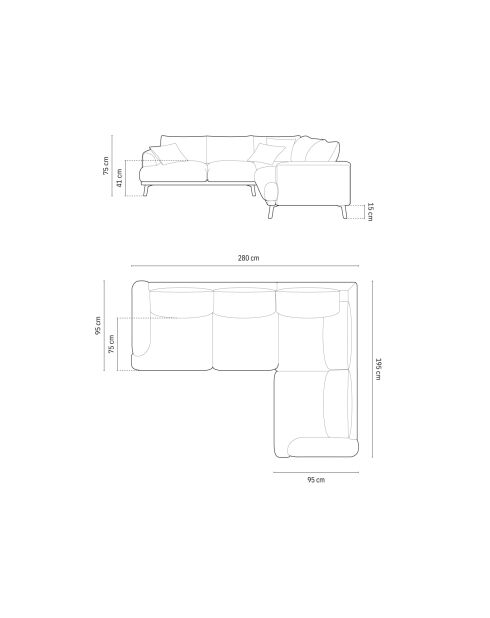 Ecksofa Margot aus Strukturstoff, 5 Sitze, Backstein, 280 x 195 x 75 cm