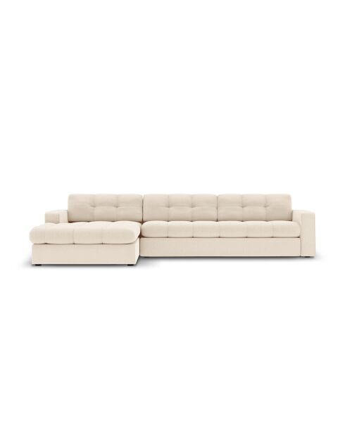 Yohan linkes Ecksofa aus Strukturstoff 4 Sitze hellbeige - 236x160x72 cm