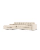 Yohan linkes Ecksofa aus Strukturstoff 4 Sitze hellbeige - 236x160x72 cm