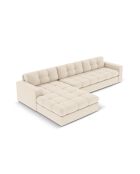 Yohan linkes Ecksofa aus Strukturstoff 4 Sitze hellbeige - 236x160x72 cm