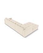 Yohan linkes Ecksofa aus Strukturstoff 4 Sitze hellbeige - 236x160x72 cm