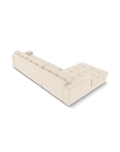 Yohan linkes Ecksofa aus Strukturstoff 4 Sitze hellbeige - 236x160x72 cm