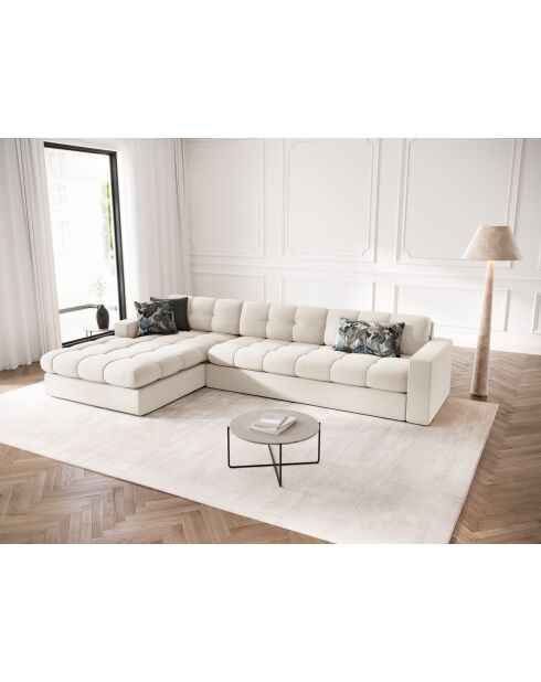Yohan linkes Ecksofa aus Strukturstoff 4 Sitze hellbeige - 236x160x72 cm
