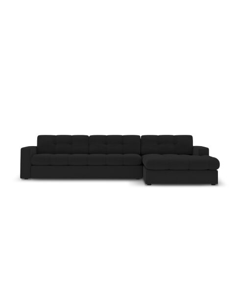 Yohan rechtes Ecksofa aus Strukturstoff 4 Sitze schwarz - 236x160x72 cm