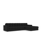 Yohan rechtes Ecksofa aus Strukturstoff 4 Sitze schwarz - 236x160x72 cm