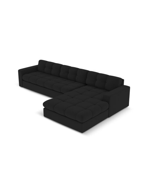 Yohan rechtes Ecksofa aus Strukturstoff 4 Sitze schwarz - 236x160x72 cm