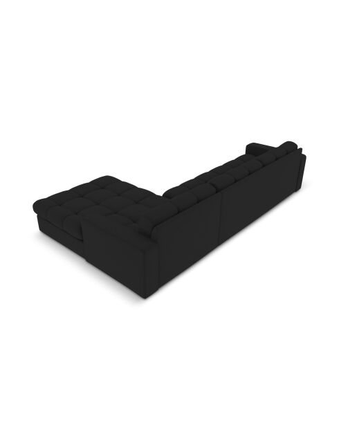 Yohan rechtes Ecksofa aus Strukturstoff 4 Sitze schwarz - 236x160x72 cm