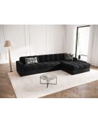Yohan rechtes Ecksofa aus Strukturstoff 4 Sitze schwarz - 236x160x72 cm