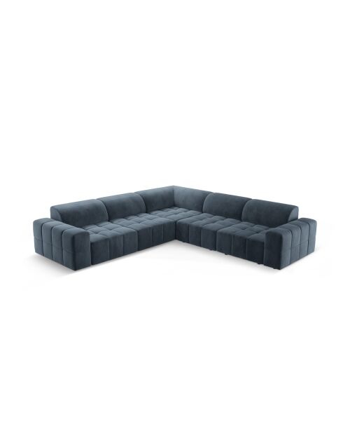 Symmetrisches Ecksofa Luc aus Strukturstoff 5 Sitze dunkelblau - 281x281x77 cm