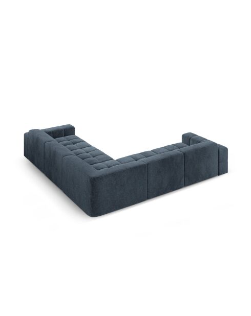 Symmetrisches Ecksofa Luc aus Strukturstoff 5 Sitze dunkelblau - 281x281x77 cm