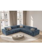 Symmetrisches Ecksofa Luc aus Strukturstoff 5 Sitze dunkelblau - 281x281x77 cm