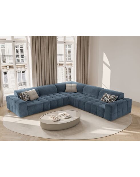 Symmetrisches Ecksofa Luc aus Strukturstoff 5 Sitze dunkelblau - 281x281x77 cm
