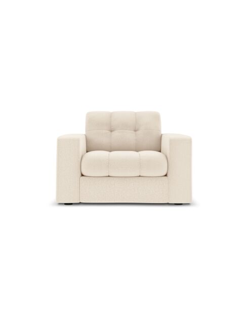 Fauteuil Yohan en tissu structurel 1 place beige clair - 97x90x72 cm