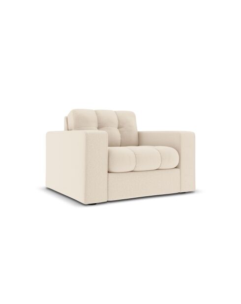 Fauteuil Yohan en tissu structurel 1 place beige clair - 97x90x72 cm