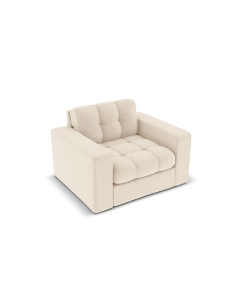 Fauteuil Yohan en tissu structurel 1 place beige clair - 97x90x72 cm