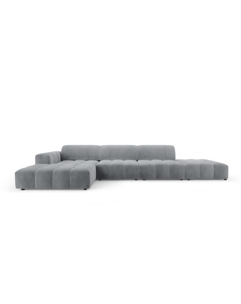 Ecksofa Luc links aus grauem 5-Sitzer-Strukturstoff - 342x163x77 cm