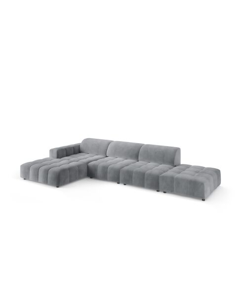 Ecksofa Luc links aus grauem 5-Sitzer-Strukturstoff - 342x163x77 cm