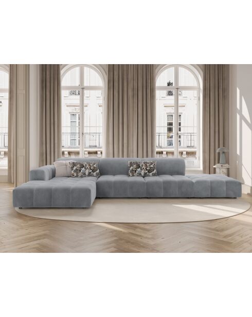Ecksofa Luc links aus grauem 5-Sitzer-Strukturstoff - 342x163x77 cm
