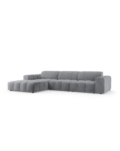 Ecksofa Luc links aus Strukturstoff 4 Sitze grau - 284x163x77 cm