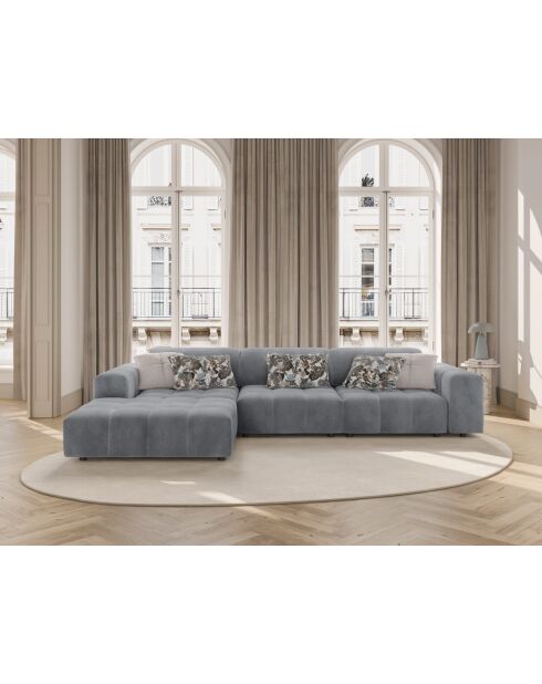 Ecksofa Luc links aus Strukturstoff 4 Sitze grau - 284x163x77 cm