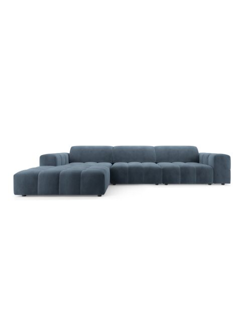 Ecksofa Luc, links, aus Strukturstoff, 4 Sitze, dunkelblau - 284 x 163 x 77 cm