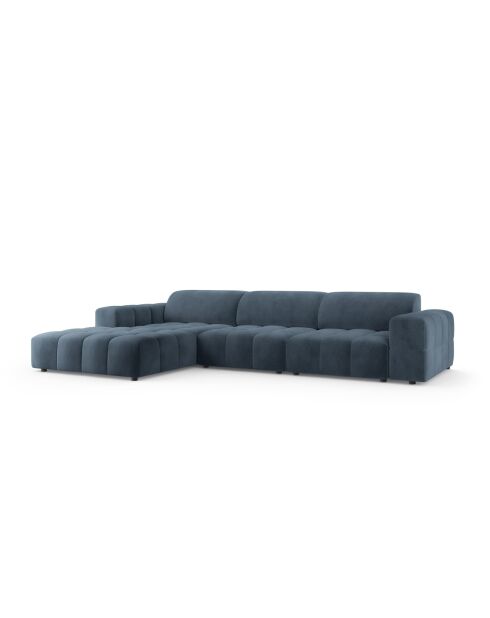 Ecksofa Luc, links, aus Strukturstoff, 4 Sitze, dunkelblau - 284 x 163 x 77 cm