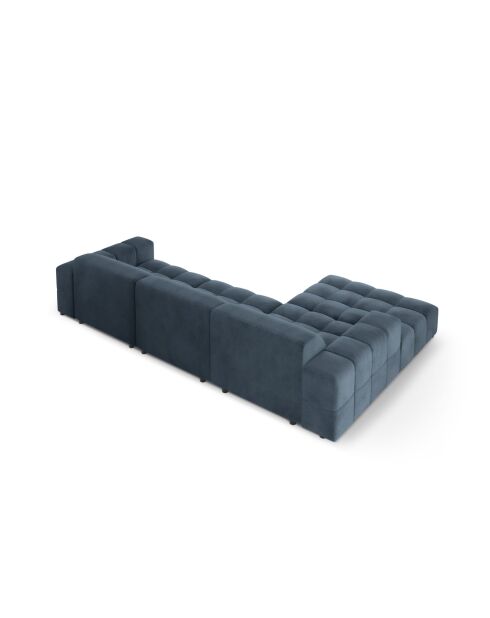 Ecksofa Luc, links, aus Strukturstoff, 4 Sitze, dunkelblau - 284 x 163 x 77 cm