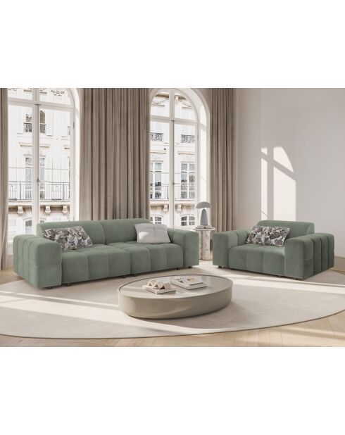 Fauteuil Luc en tissu structurel 1 place vert olive foncé - 124x99x77 cm