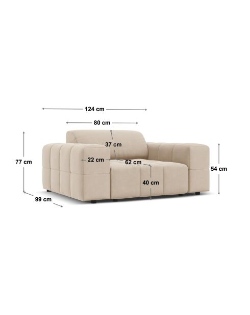 Fauteuil Luc en tissu structurel 1 place vert olive foncé - 124x99x77 cm