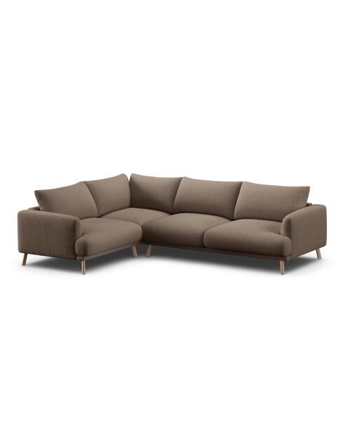 Ecksofa Margot, links, aus Strukturstoff, 5 Sitze, Cappuccino, 280 x 195 x 75 cm