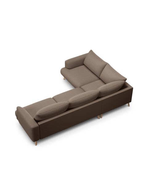Ecksofa Margot, links, aus Strukturstoff, 5 Sitze, Cappuccino, 280 x 195 x 75 cm