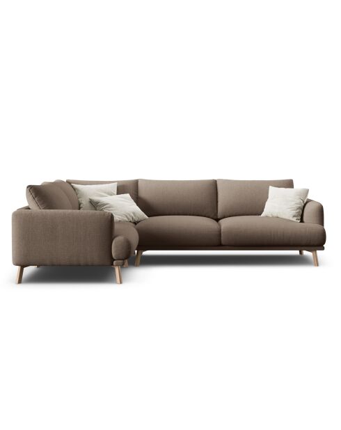Ecksofa Margot, links, aus Strukturstoff, 5 Sitze, Cappuccino, 280 x 195 x 75 cm