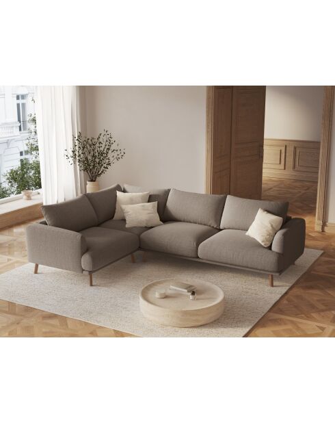 Ecksofa Margot, links, aus Strukturstoff, 5 Sitze, Cappuccino, 280 x 195 x 75 cm