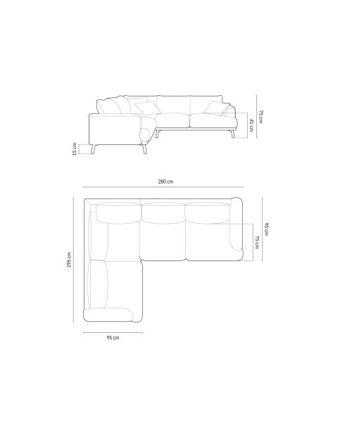 Ecksofa Margot, links, aus Strukturstoff, 5 Sitze, Cappuccino, 280 x 195 x 75 cm