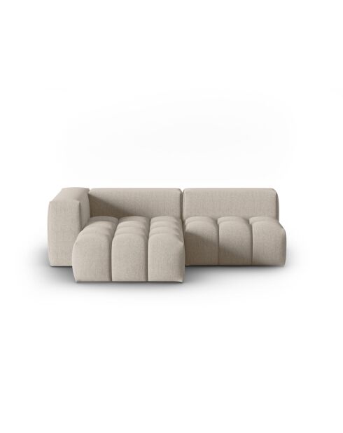 Lorella modulares Ecksofa links aus Strukturstoff 3 Sitze Sand - 205x145x70 cm