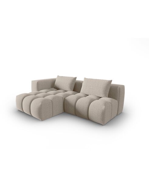 Lorella modulares Ecksofa links aus Strukturstoff 3 Sitze Sand - 205x145x70 cm