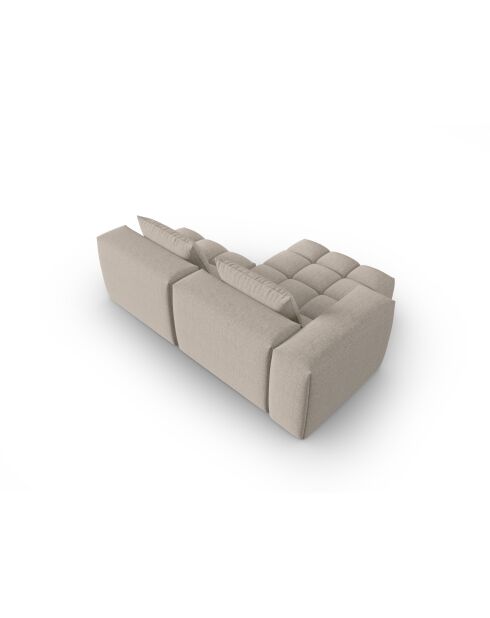 Lorella modulares Ecksofa links aus Strukturstoff 3 Sitze Sand - 205x145x70 cm
