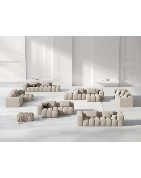 Lorella modulares Ecksofa links aus Strukturstoff 3 Sitze Sand - 205x145x70 cm