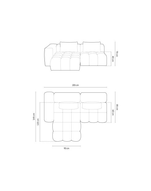 Lorella modulares Ecksofa links aus Strukturstoff 3 Sitze Sand - 205x145x70 cm